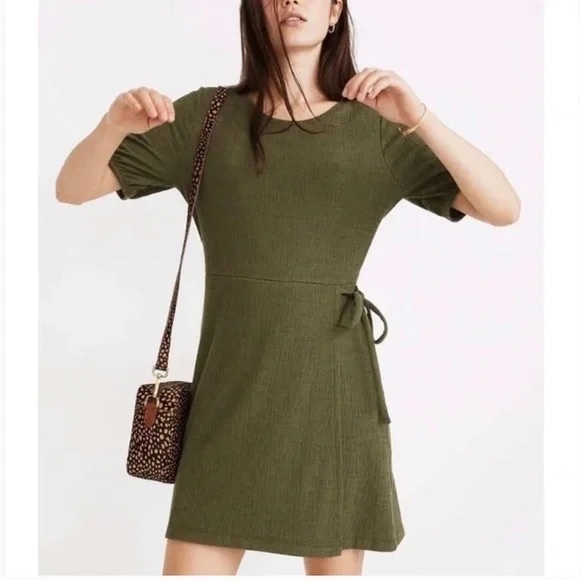 NWOT Madewell Texture and Thread Green Wrap Dress in Large - Picture 1 of 6